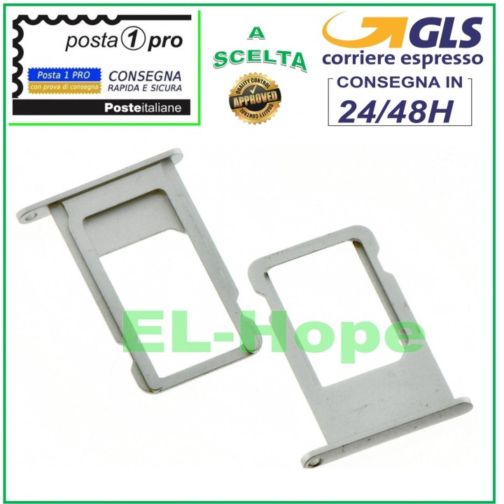 Compartiment pour chariot a' fentes pour carte nano SIM Apple iPhone 6S 6S+ Plus Argente'