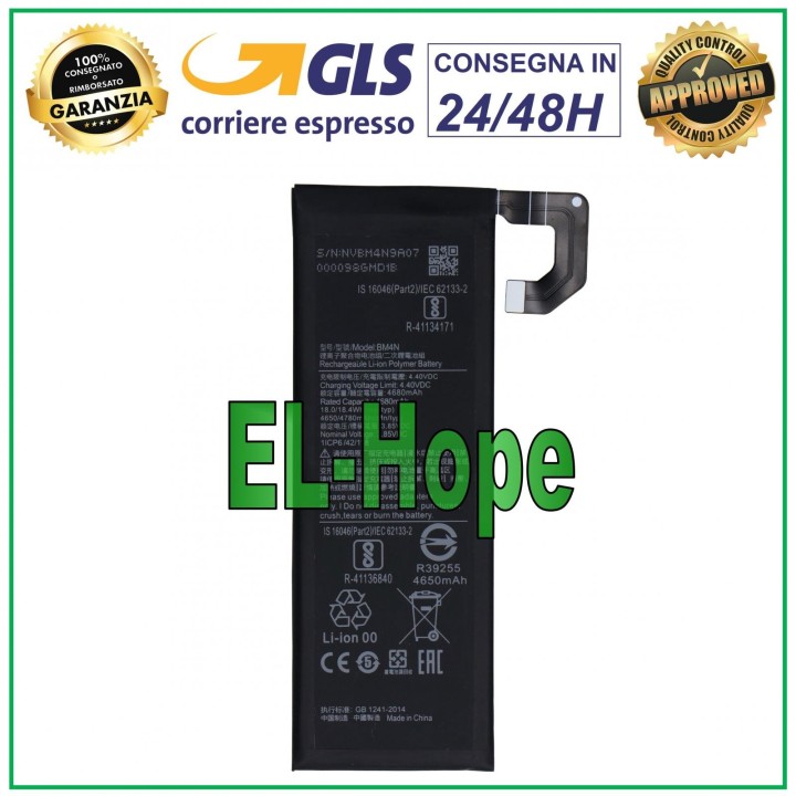 Batterie BM4N pour Xiaomi Mi 10 M2001J2G M2001J2I 4680 mAh, e'quivalente a' l originale