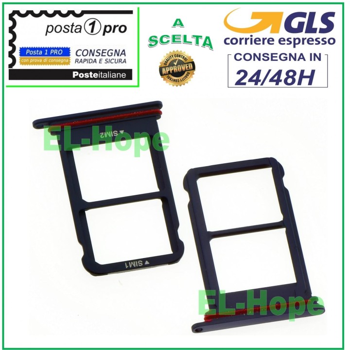 Compartiment pour carte nano double SIM pour Huawei Mate 10 Pro BLA-L09 L29 Noir