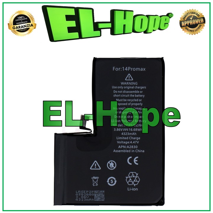 Batterie de remplacement pour iPhone 14 Pro Max 4323 mAh 4,47 V A2894 A2651