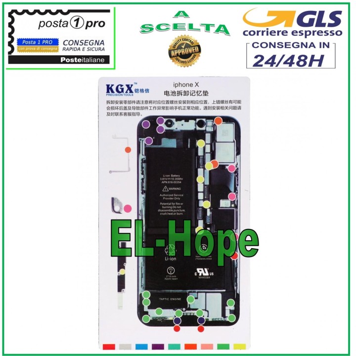 Tapis magne'tique pour vis illustre' pour de'monter les vis de l iPhone X
