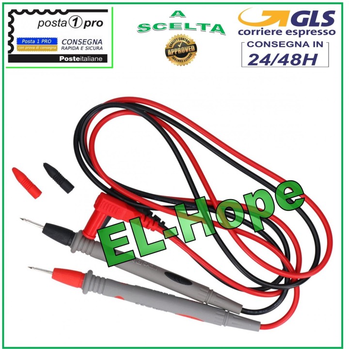 PAIRE DE SONDES À BROCHES POUR TESTEURS MULTIMÈTRES PROFESSIONNELS CAT III 1000 V 10 A