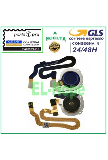 Clé plate avec capteur d empreintes digitales pour Huawei Honor 8 FRD-L09 L19 Bleu
