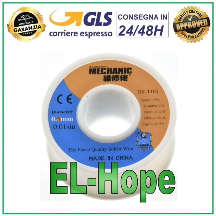 ÉTAIN DIAMÈTRE 0,5 mm 55 gr 63/37 BOBINE DE FIL À SOUDURE MICRO SOUDURE