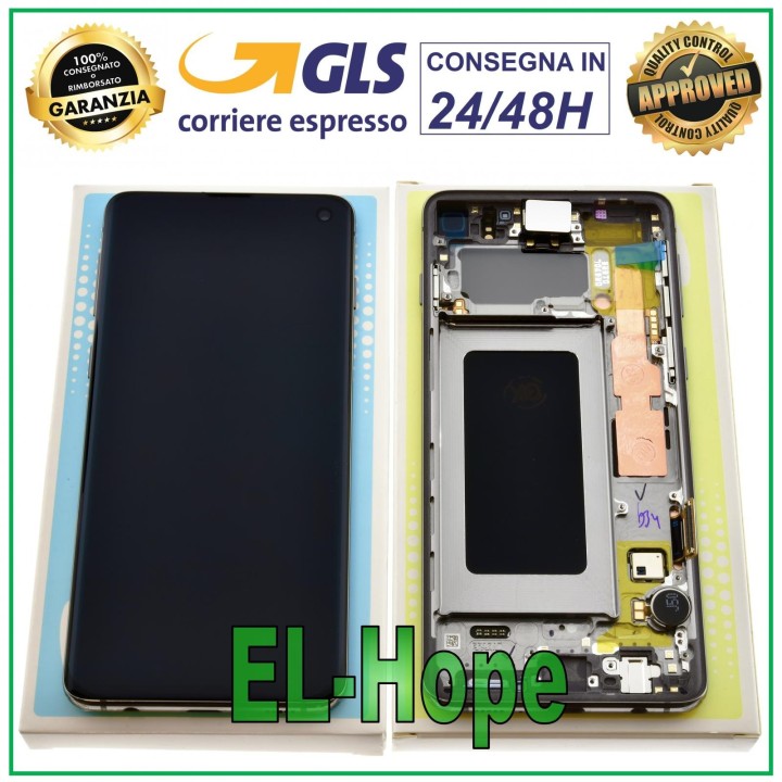 Samsung S10 SM-G973F DS Touch, e'cran prismatique noir, reconditionne' (GH82-18850A)