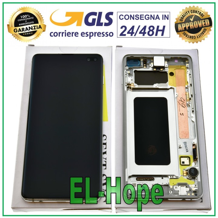 Écran LCD d origine pour Samsung S10 Plus SM-G975F tactile, blanc prismatique GH82-18849B