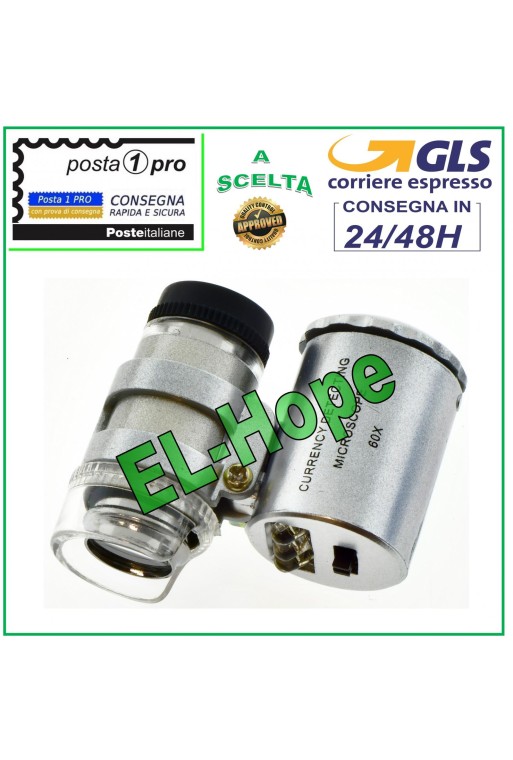 MICROSCOPE LOUPE DE POCHE 60X + LUMIÈRE LED UV POUR BIJOUX PCB