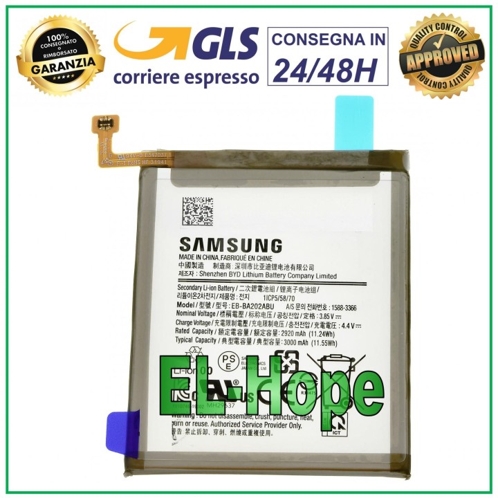 Batterie d origine Samsung Galaxy A20E SM-A202F EB-BA202ABU 3000 mAh