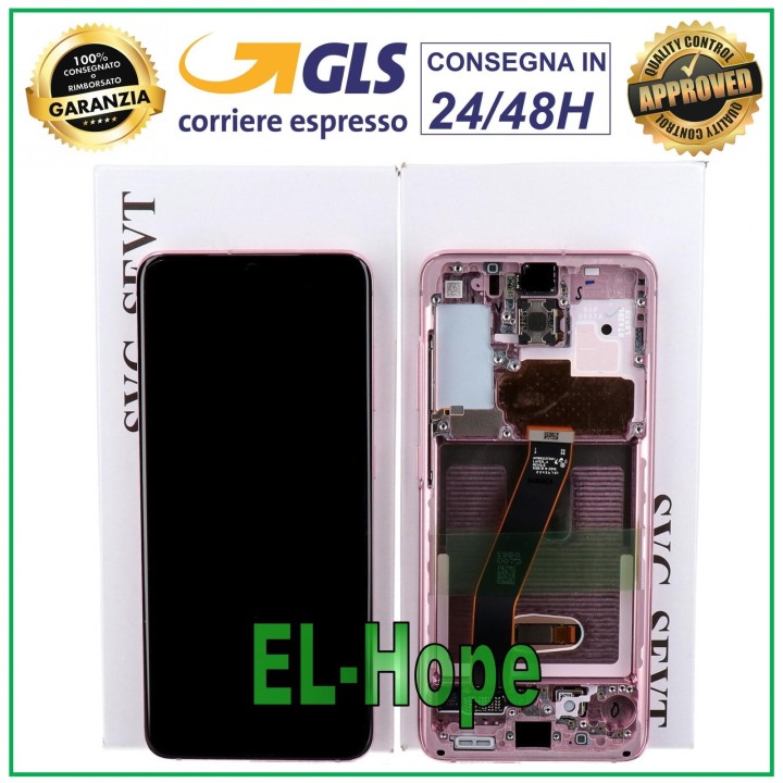 Cadre d origine, e'cran tactile rose pour Samsung S20 SM-G980 G981 (GH82-22131D)