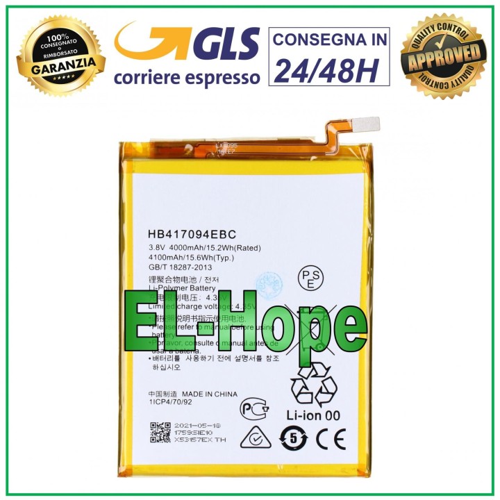 Batterie pour Huawei Ascend Mate 7 HB417094EBC 4100 mAh 4,35 V Li-ion