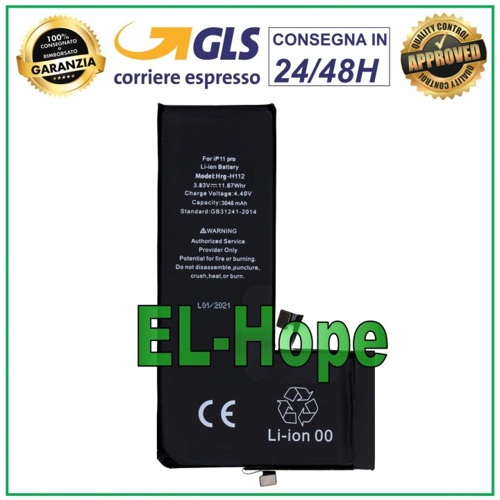 Batterie de remplacement pour iPhone 11 Pro 3046 mAh 4,40 V