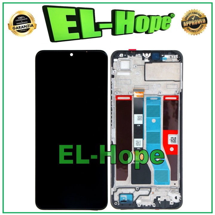 Cadre d e'cran + e'cran LCD tactile en verre noir pour OPPO REALME NOTE 50 RMX3834