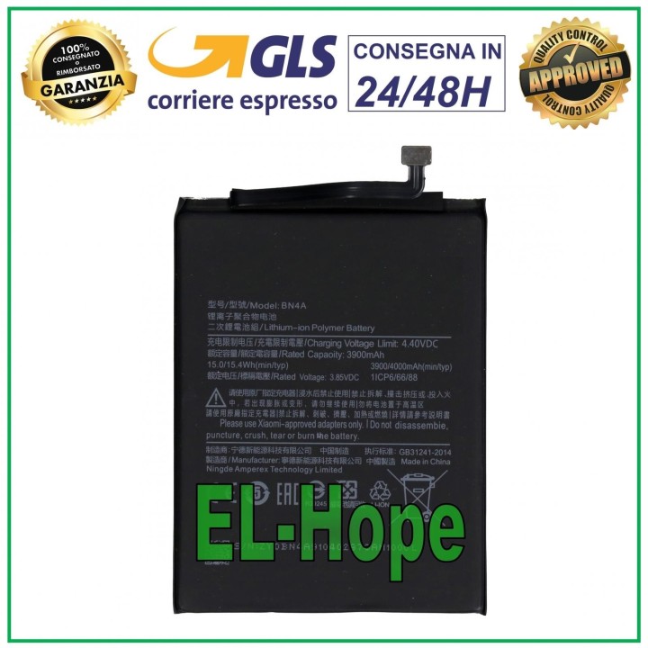 Batterie BN4A pour Xiaomi Redmi Note 7 (M1901F7G) et Note 7 Pro (M1901F7H) 4000 mAh