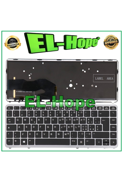 HP ELITEBOOK 840 G1 G2/ 850 G1 G2 CADRE ARGENT CLAVIER ITALIEN RÉTROÉCLAIRÉ
