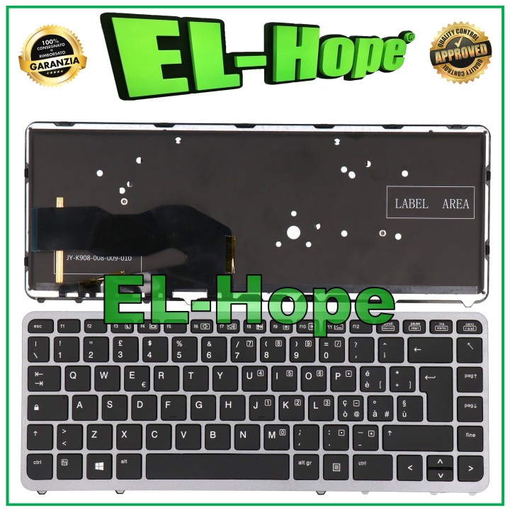 HP ELITEBOOK 840 G1 G2/ 850 G1 G2 CADRE ARGENT CLAVIER ITALIEN RÉTROÉCLAIRÉ