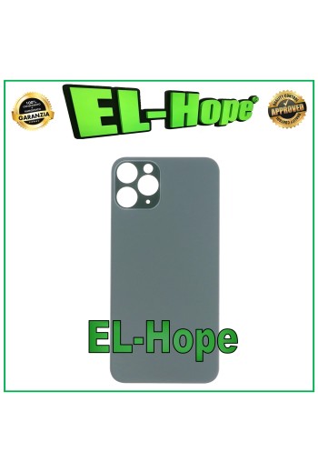 Coque arrière en verre avec grand trou pour iPhone 11 Pro, vert nuit