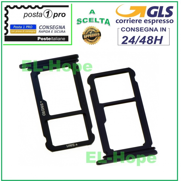 Fente pour carte nano SIM + lecteur micro SD pour Huawei P10+ Plus Noir