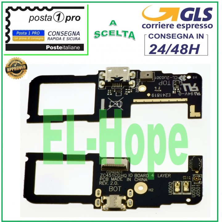 CONNECTEUR DE CHARGE ASUS ZENFONE C ZC451CG MICROPHONE PLAT FLEX DOCK CHARGE