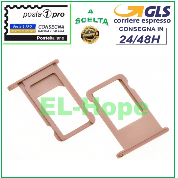 Compartiment pour chariot a' fentes, support pour carte nano SIM, Apple iPhone 6S, 6S+, Plus, rose