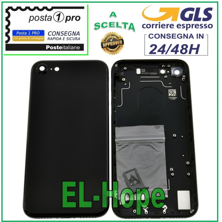 Coque arrie're pour Apple iPhone 7/7G, coque arrie're noire brillante