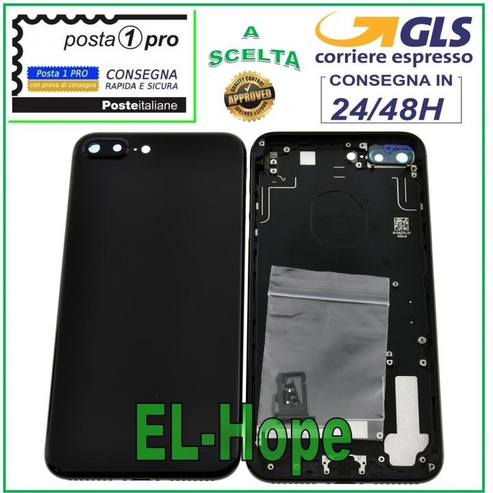 Coque arrie're pour Apple iPhone 7 Plus, coque noire brillante