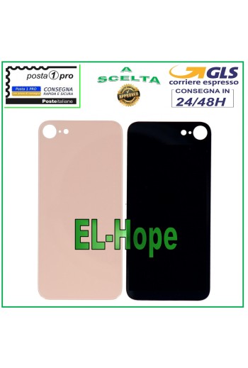 Coque arrière en verre pour iPhone 8, coque arrière rose et or