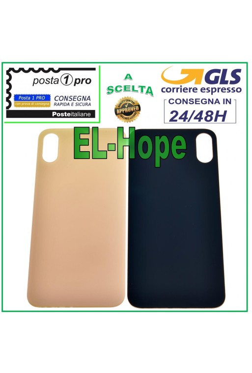 Coque arrière en verre pour iPhone XS, coque arrière rose et or