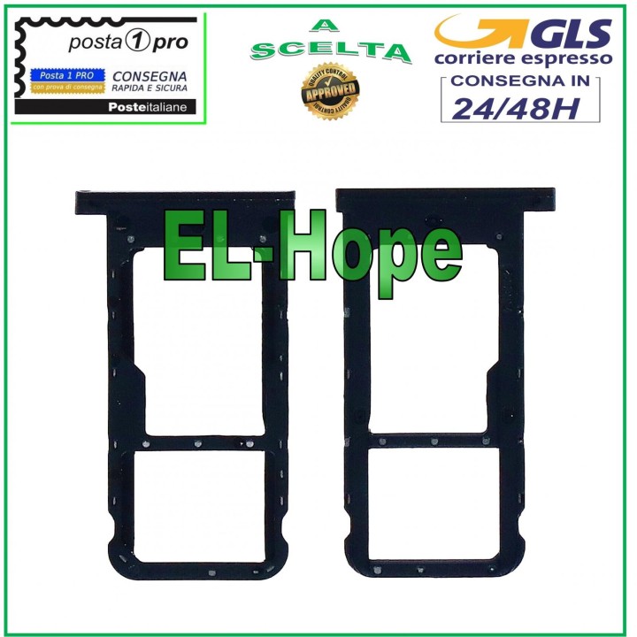 Support de carte SIM et micro SD pour HUAWEI P SMART PLUS 2019 POT-LX1T, noir