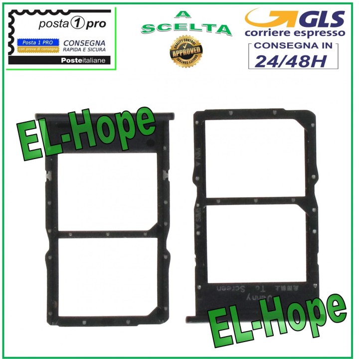 Compartiment pour chariot a' fentes pour double carte SIM pour Huawei P40 Lite JNY-L21A LX1 Noir