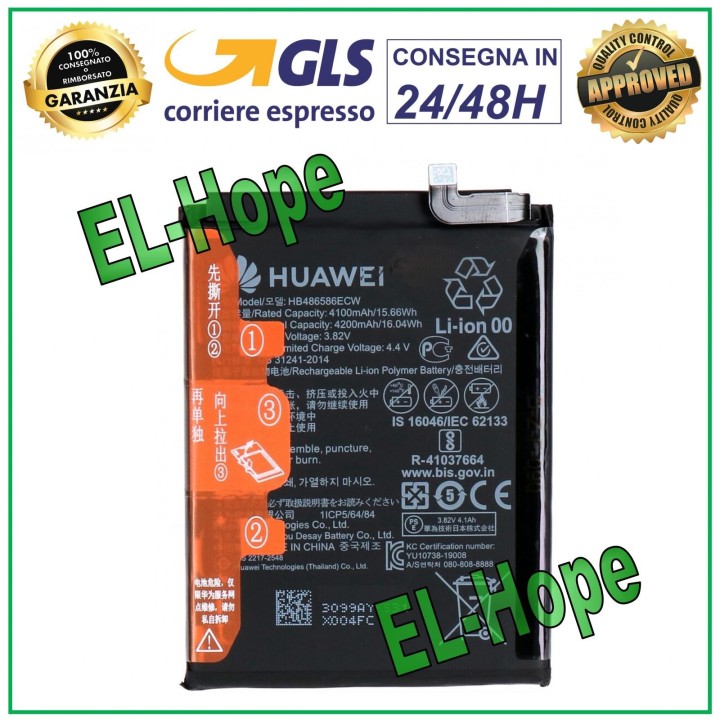 Batterie d origine HB486586ECW pour Huawei Mate 30, P40 Lite, Nova 6 SE, Nova 7i