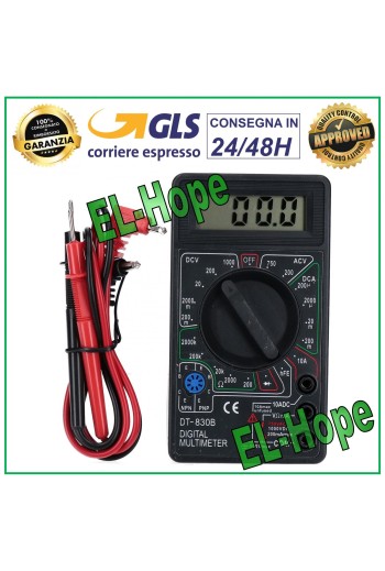 MULTIMÈTRE NUMÉRIQUE PROFESSIONNEL DT830B + PAIRE DE SONDES VOLT AMPÈRE