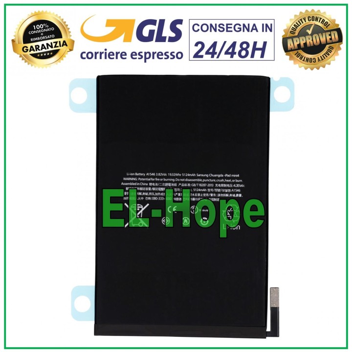Batterie de remplacement Li-ion pour Apple iPad Mini 4 A1538 A1550 A1546 5124 mAh