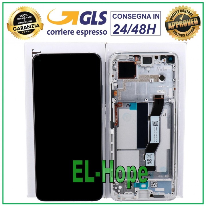 Écran LCD tactile en verre argente' avec cadre d origine pour Xiaomi Mi 10T / 10T Pro et Redmi K30S