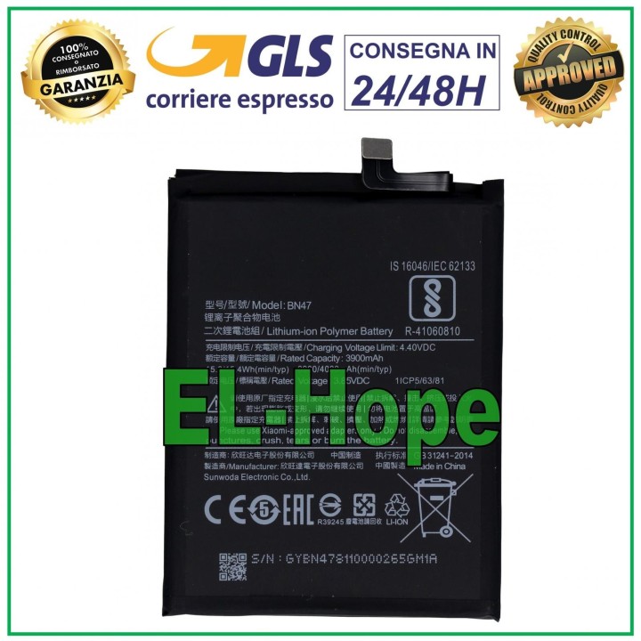 Batterie BN47 pour Xiaomi Mi A2 Lite et Redmi 6 Pro M1805D1SG, 4 000 mAh, e'quivalente a' l originale