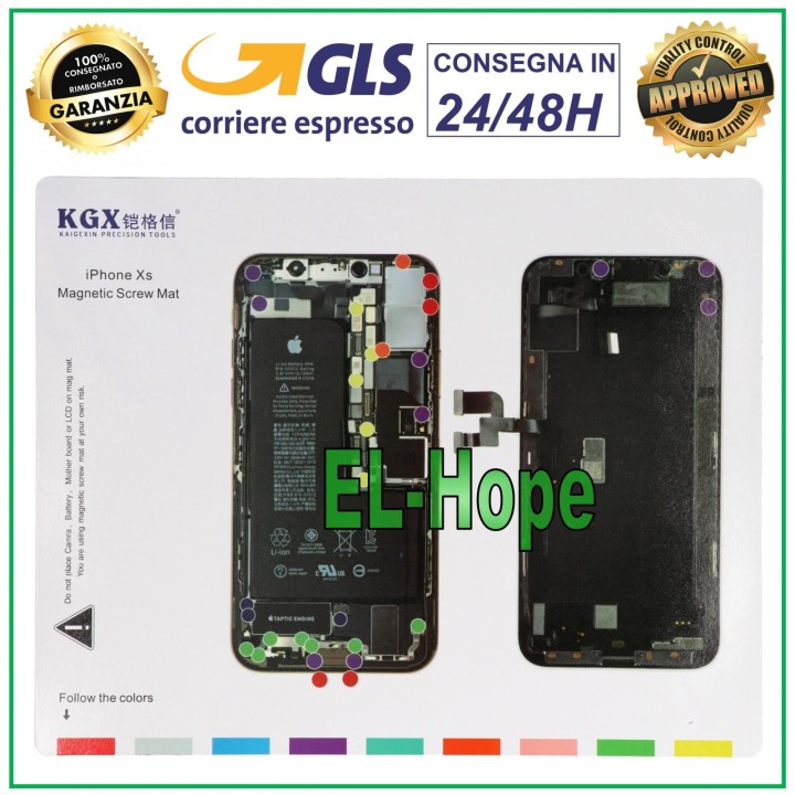 Tapis magne'tique pour vis illustre' pour de'monter les vis de l iPhone XS