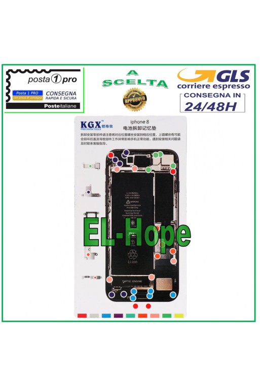 Tapis magnétique illustré pour démonter les vis de l iPhone 8