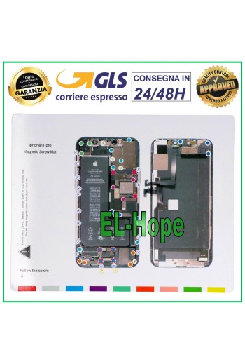Tapis magnétique illustré pour démonter les vis de l iPhone 11 Pro