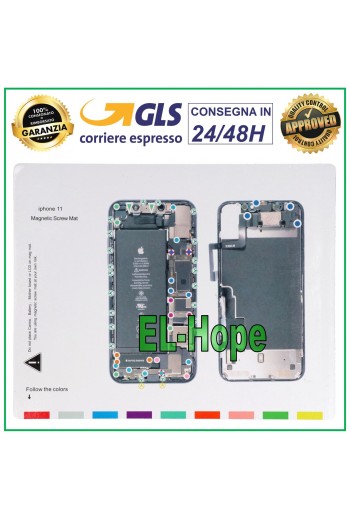 Tapis de protection magnétique pour vis illustré pour le démontage des vis de l iPhone 11 d Apple
