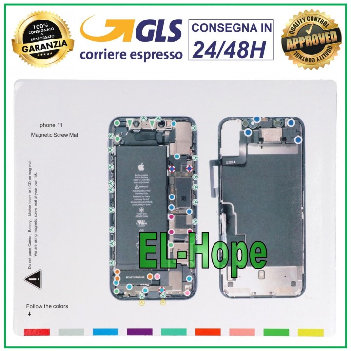 Tapis de protection magne'tique pour vis illustre' pour le de'montage des vis de l iPhone 11 d Apple