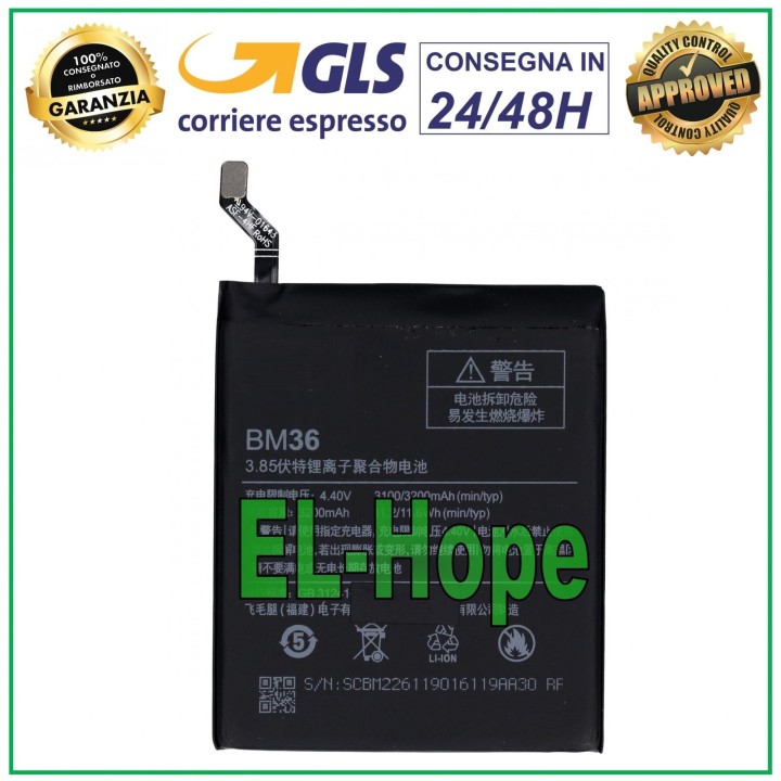 BATTERIE BM36 POUR XIAOMI REDMI MI 5S 3100 mAh 3,85 V ÉGAL À L ORIGINALE