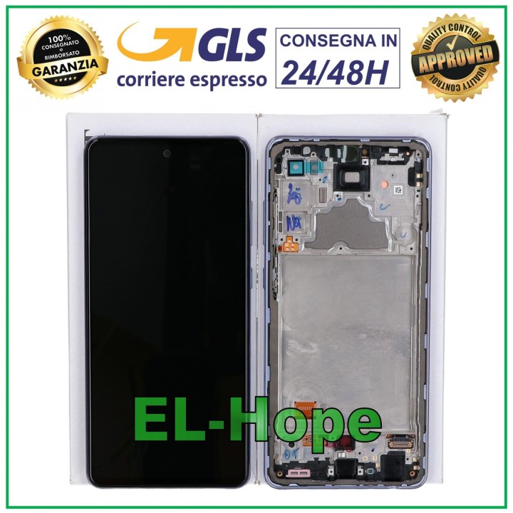 Écran d origine Samsung A72 SM A725 A726, cadre tactile violet GH82-25542C
