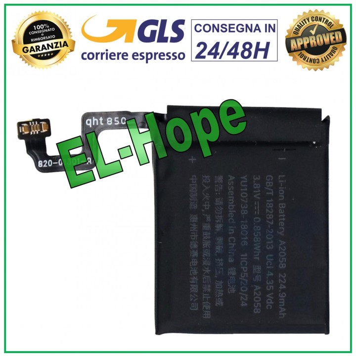 Batterie pour Apple Watch Series 4 Gen. A1977 40 mm Batterie A2058 224,9 mAh
