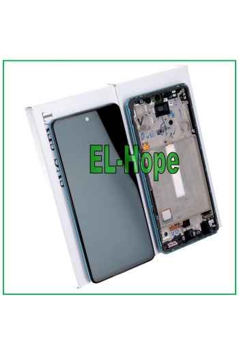 Écran tactile LCD 100 % d origine Samsung Galaxy A52 SM A525F A526B cadre bleu