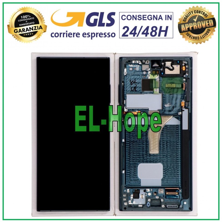Cadre et e'cran d origine pour Samsung S22 Ultra SM-S908 tactile vert GH82-27488D