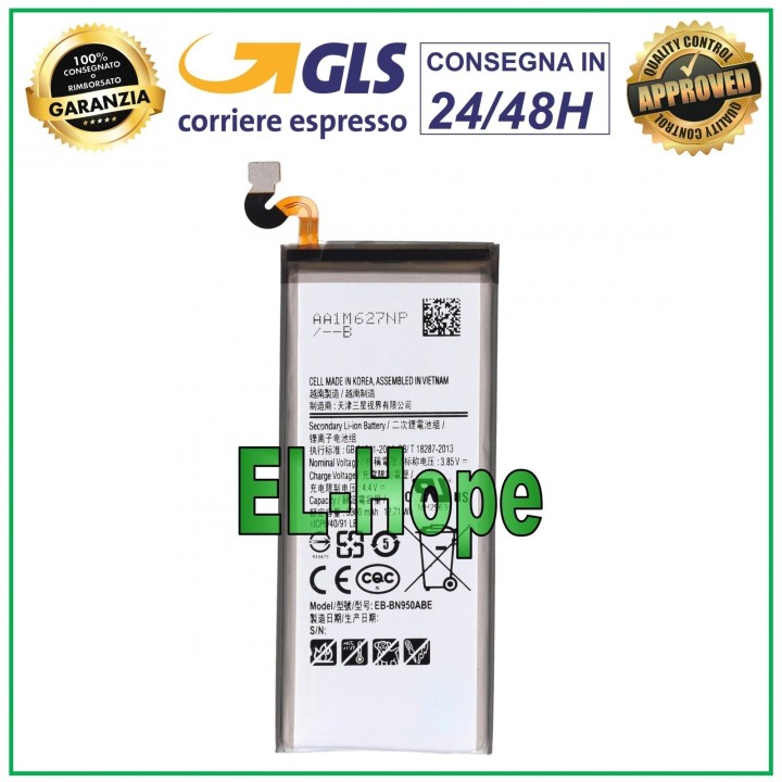 Batterie EB-BN950ABE pour Samsung Galaxy Note 8 SM-N950 F 3300 mAh, e'quivalente a' l originale