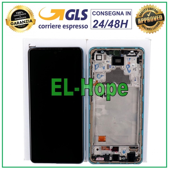Écran tactile d origine Samsung A72 SM A725 A726 avec cadre bleu GH82-25542B