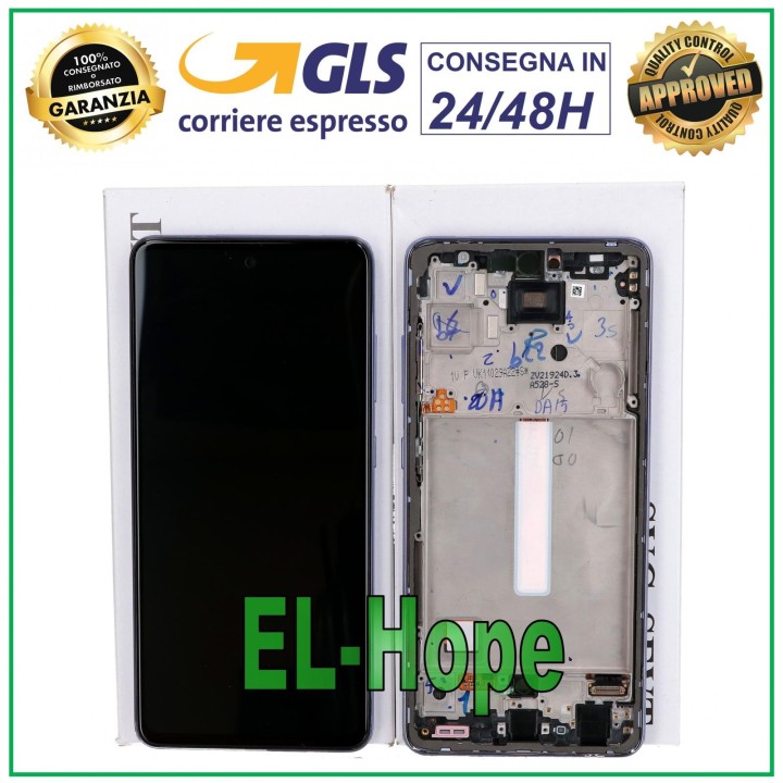 Écran tactile LCD d origine Samsung A52 SM A525F A526B, cadre violet GH82-25229C