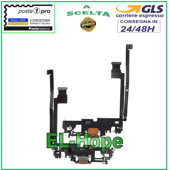 CONNECTEUR DE CHARGE APPLE POUR iPhone 12 PRO MAX, PLAT ET FLEXIBLE, MICROPHONE, CHARGEMENT OR