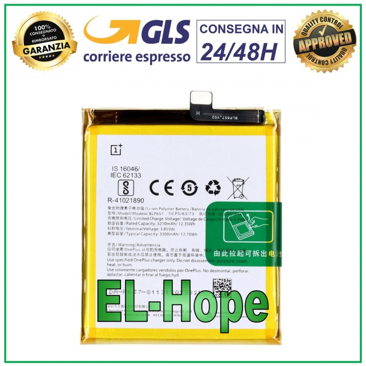 BATTERIE BLP657 POUR ONEPLUS 6 A6000 A6003 3300 mAh BATTERIE D ORIGINE