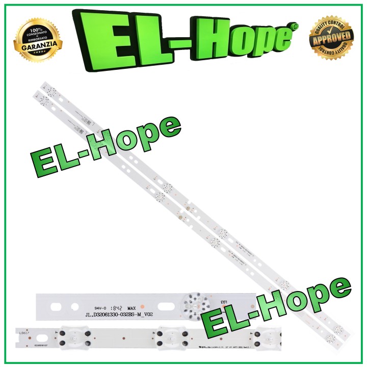 KIT DE 2 BARRES DE 6 RUBAN LED POUR TV 32  AKAI LB1072 JL.D32061330-032BS-M V02 L615mm